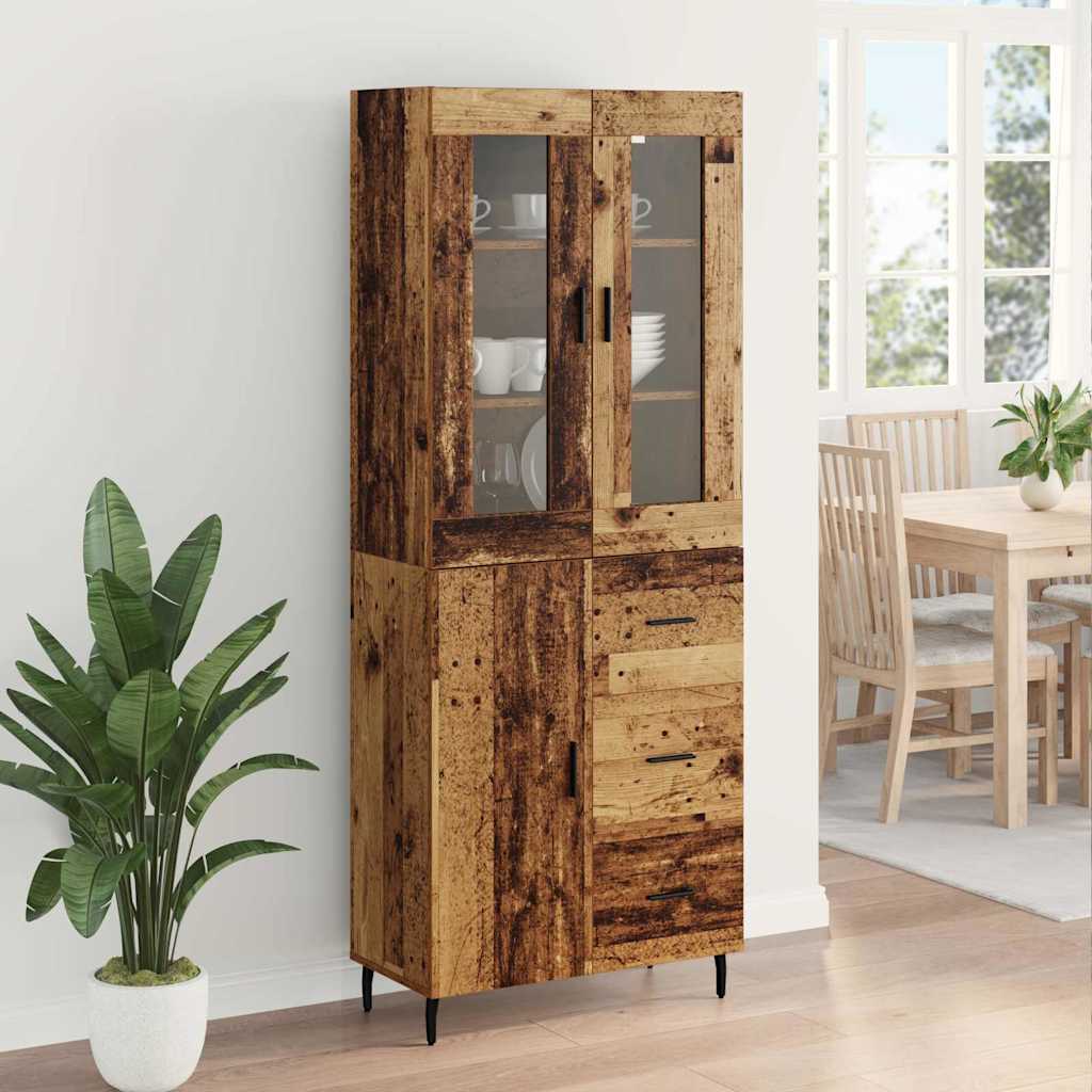 vidaXL Highboard με συρτάρι 2 pcs Παλιό Ξύλο Επεξεργασμένο ξύλο