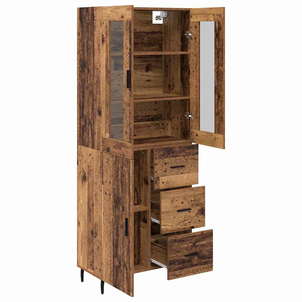 vidaXL Highboard με συρτάρι 2 pcs Παλιό Ξύλο Επεξεργασμένο ξύλο