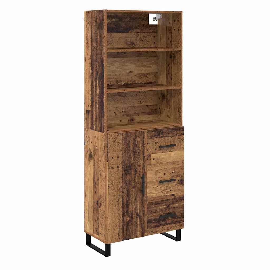 vidaXL Highboard Παλιό ξύλο 69,5 x 34 x 180 εκ. Επεξεργασμένο ξύλο