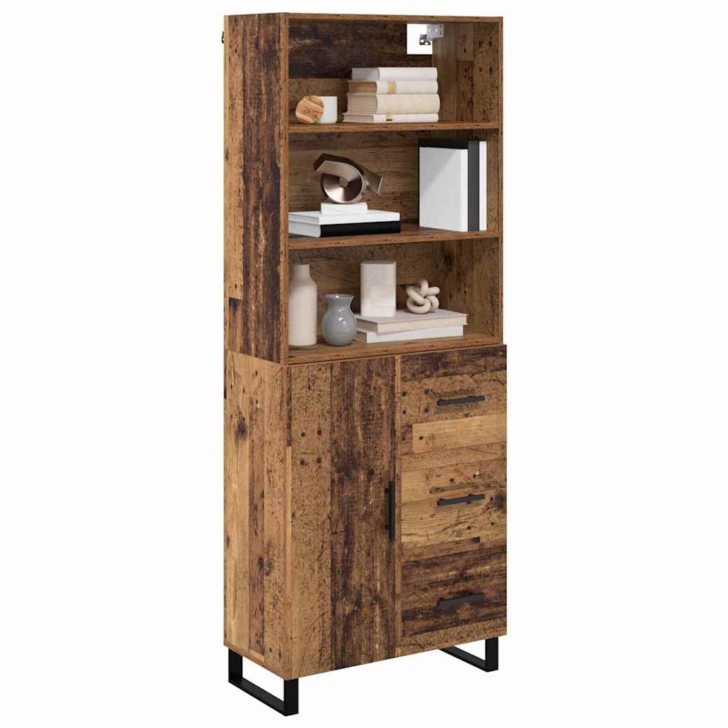 vidaXL Highboard Παλιό ξύλο 69,5 x 34 x 180 εκ. Επεξεργασμένο ξύλο