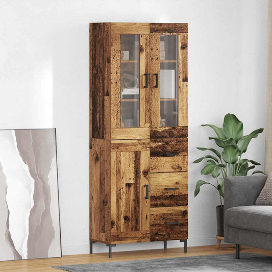 vidaXL Highboard με συρτάρι 2 pcs Παλιό ξύλο Επεξεργασμένο ξύλο
