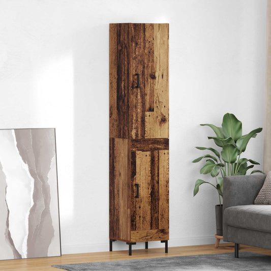 vidaXL Highboard Παλιό Ξύλο 34,5 x 34 x 180 εκ. Επεξεργασμένο Ξύλο