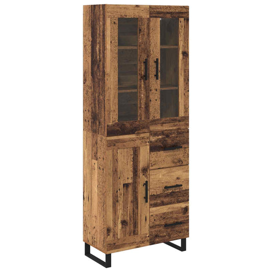 vidaXL Highboard 2 τμχ. Παλιό Ξύλο 69,5 x 34 x 180 εκ.