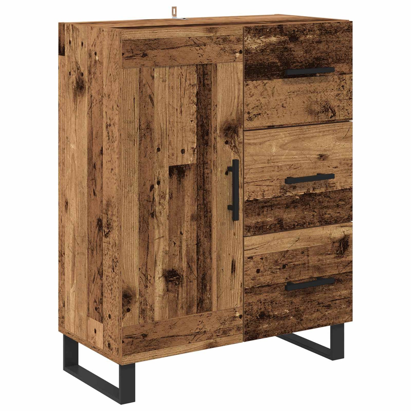 vidaXL Highboard με συρτάρι 2 pcs Παλιό Ξύλο Σύνθετο Ξύλο και Γυαλί