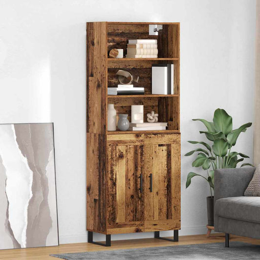 vidaXL Highboard Παλιό ξύλο 69,5 x 34 x 180 εκ. Επεξεργασμένο ξύλο