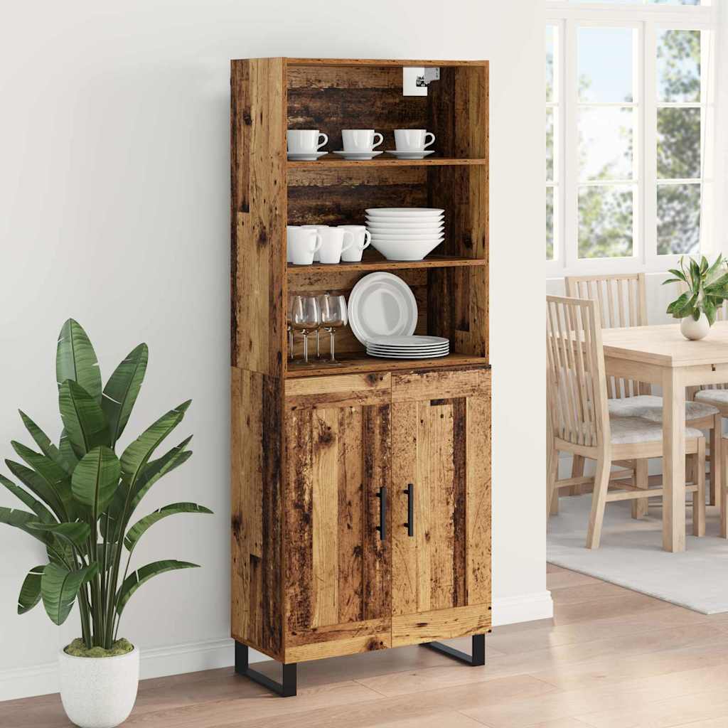 vidaXL Highboard Παλιό ξύλο 69,5 x 34 x 180 εκ. Επεξεργασμένο ξύλο