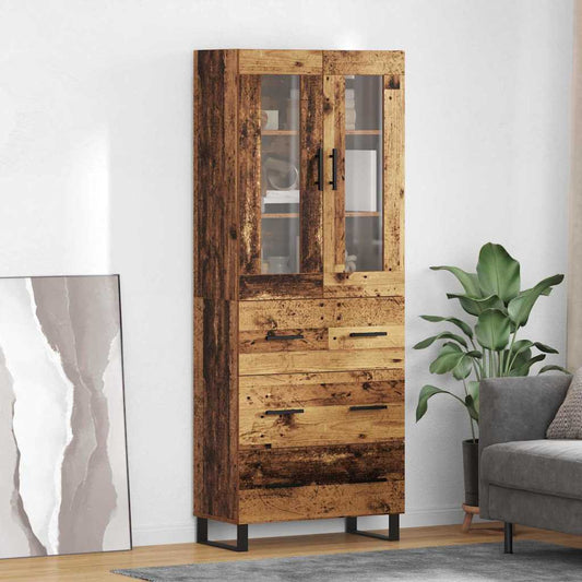 vidaXL Highboard 2 τμχ. Παλιό Ξύλο 69,5 x 34 x 180 εκ.