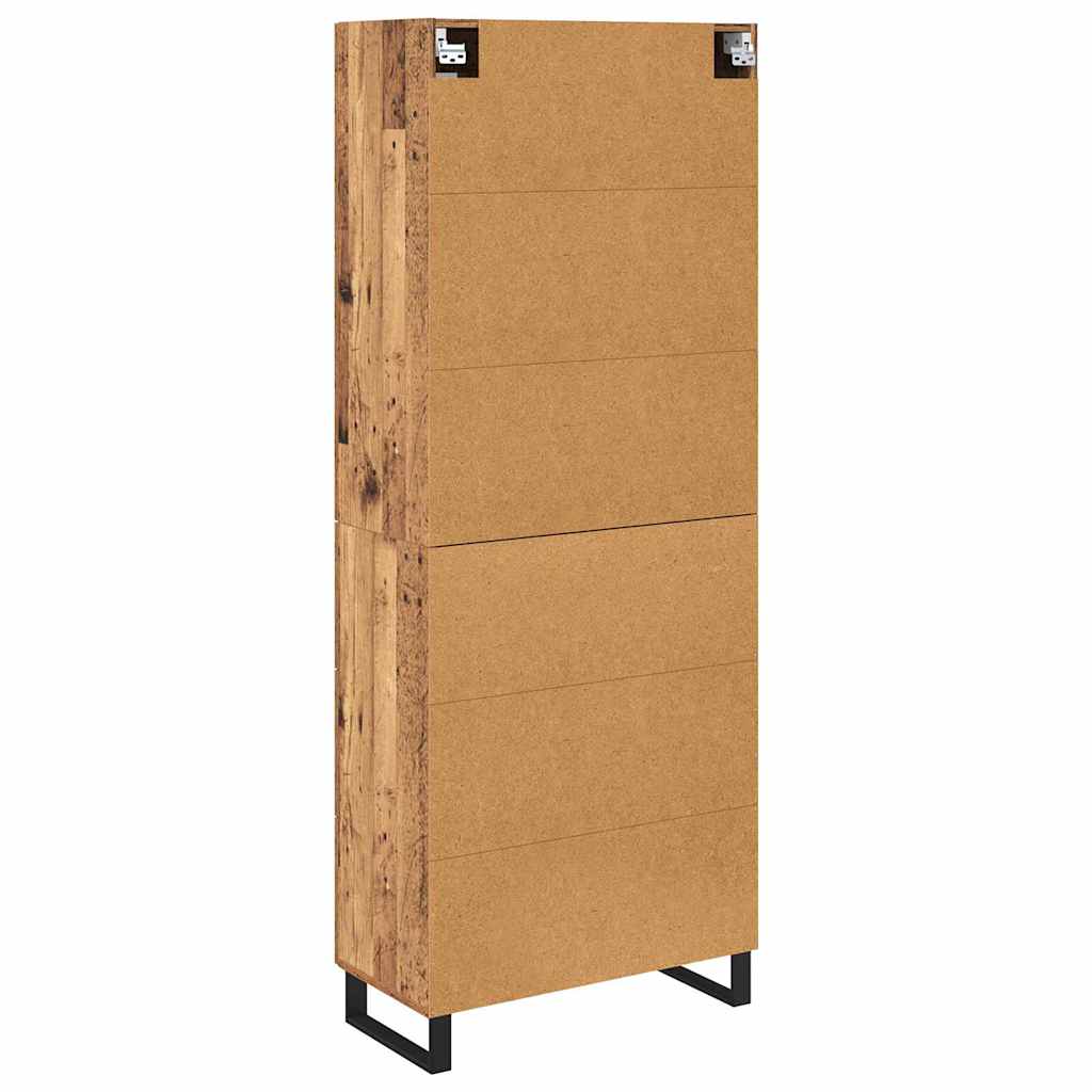 vidaXL Highboard με συρτάρι 2 pcs Παλιό Ξύλο Σύνθετο Ξύλο και Γυαλί