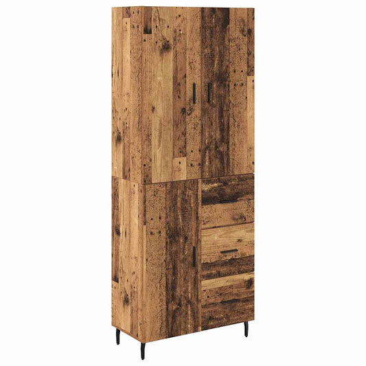 vidaXL Highboard με συρτάρι 2 pcs Παλιό Ξύλο Σύνθετο Ξύλο και Γυαλί
