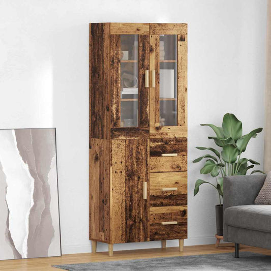 vidaXL Highboard Παλιό Ξύλο 69,5 x 34 x 180 εκ. Επεξεργασμένο ξύλο
