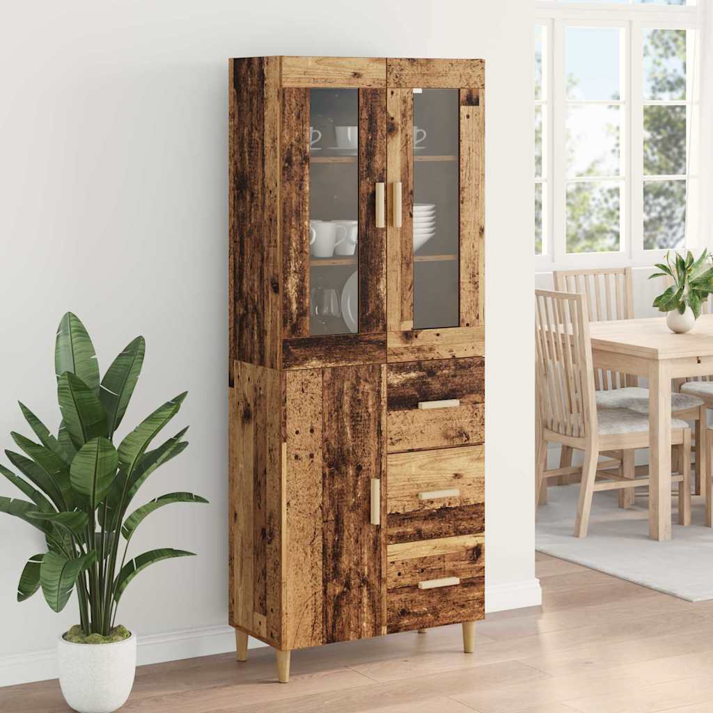 vidaXL Highboard Παλιό Ξύλο 69,5 x 34 x 180 εκ. Επεξεργασμένο ξύλο