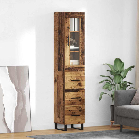 vidaXL Highboard Παλιό Ξύλο 34,5 x 34 x 180 εκ. Επεξεργασμένο Ξύλο