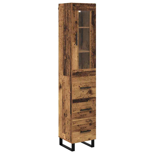 vidaXL Highboard Παλιό Ξύλο 34,5 x 34 x 180 εκ. Επεξεργασμένο Ξύλο