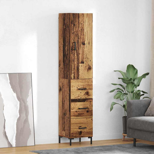 vidaXL Highboard Παλιό Ξύλο 34,5 x 34 x 180 εκ. Επεξεργασμένο Ξύλο