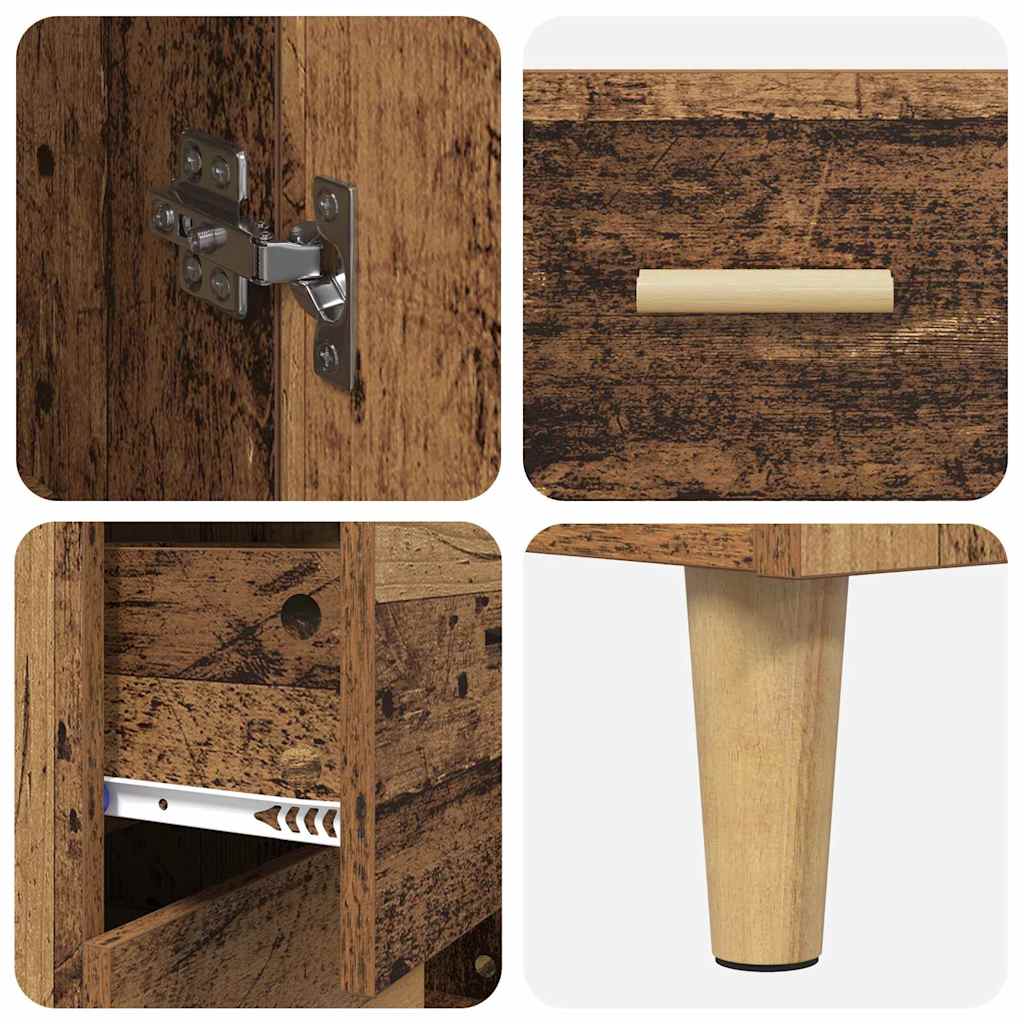 vidaXL Highboard Παλιό Ξύλο 69,5 x 34 x 180 εκ. Σύνθετο Ξύλο και Γυαλί