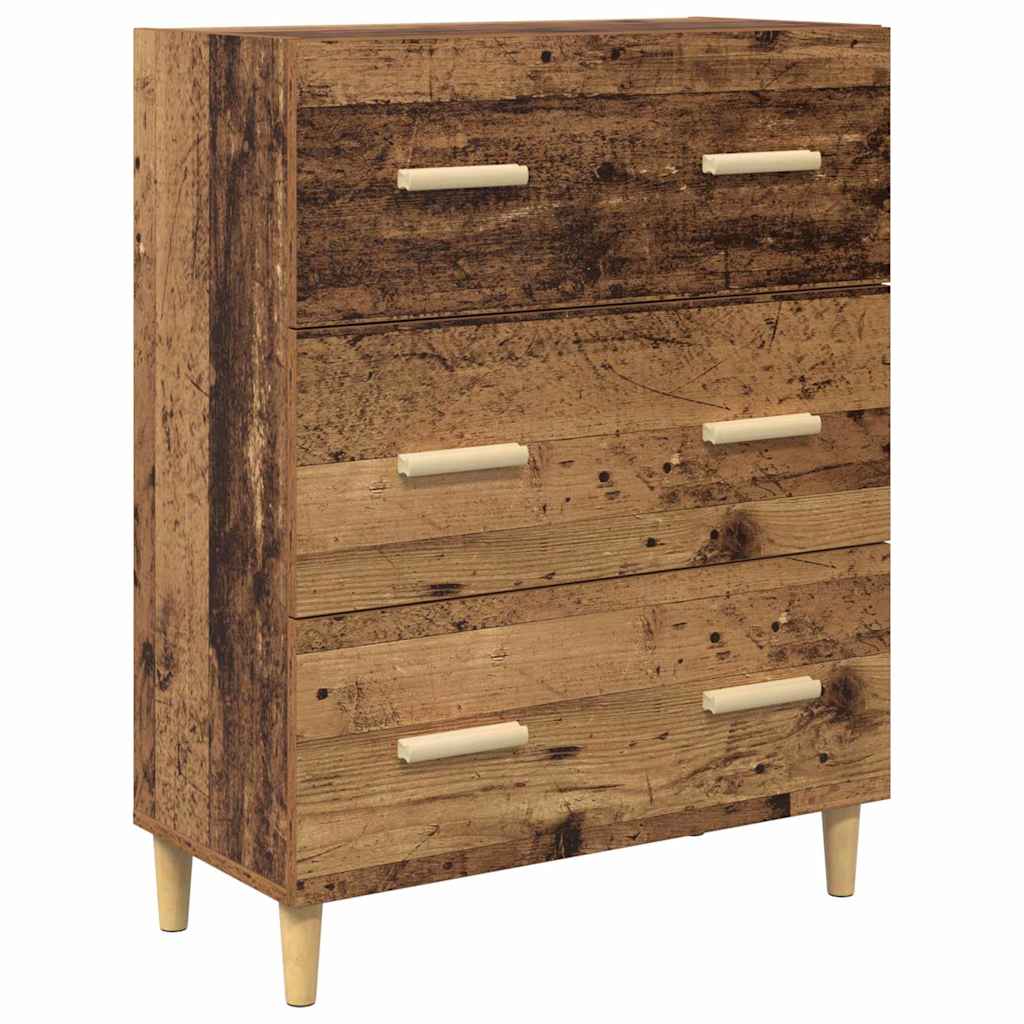 vidaXL Highboard Παλιό Ξύλο 69,5 x 34 x 180 εκ. Σύνθετο Ξύλο και Γυαλί