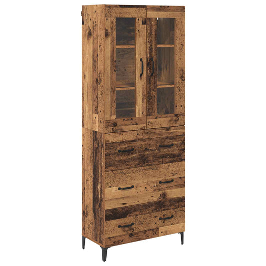 vidaXL Highboard Παλιό Ξύλο 69,5 x 34 x 180 εκ. Επεξεργασμένο ξύλο