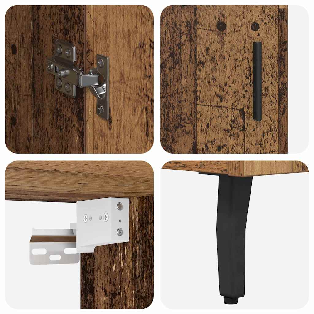 vidaXL Highboard 2 pcs Παλιό Ξύλο Σύνθετο Ξύλο και Γυαλί