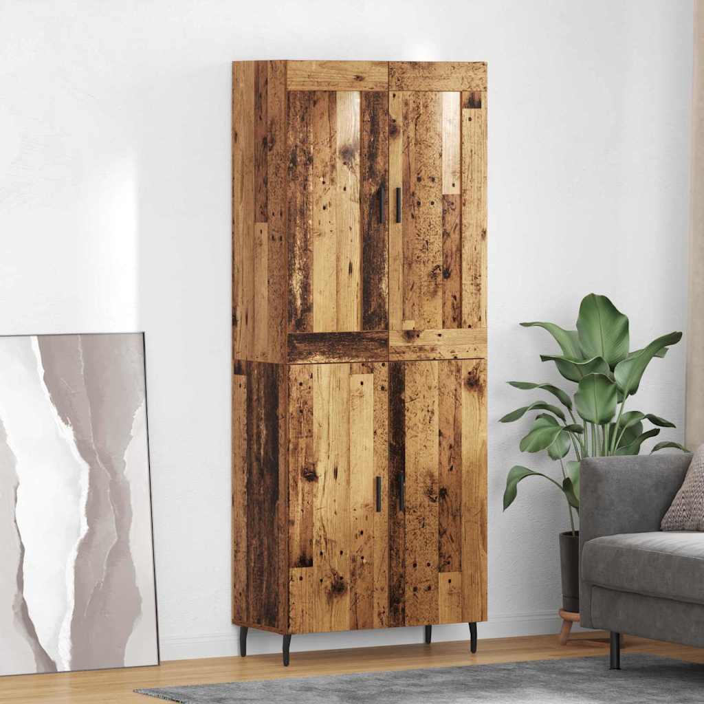 vidaXL Highboard 2 pcs Παλιό Ξύλο Σύνθετο Ξύλο και Γυαλί