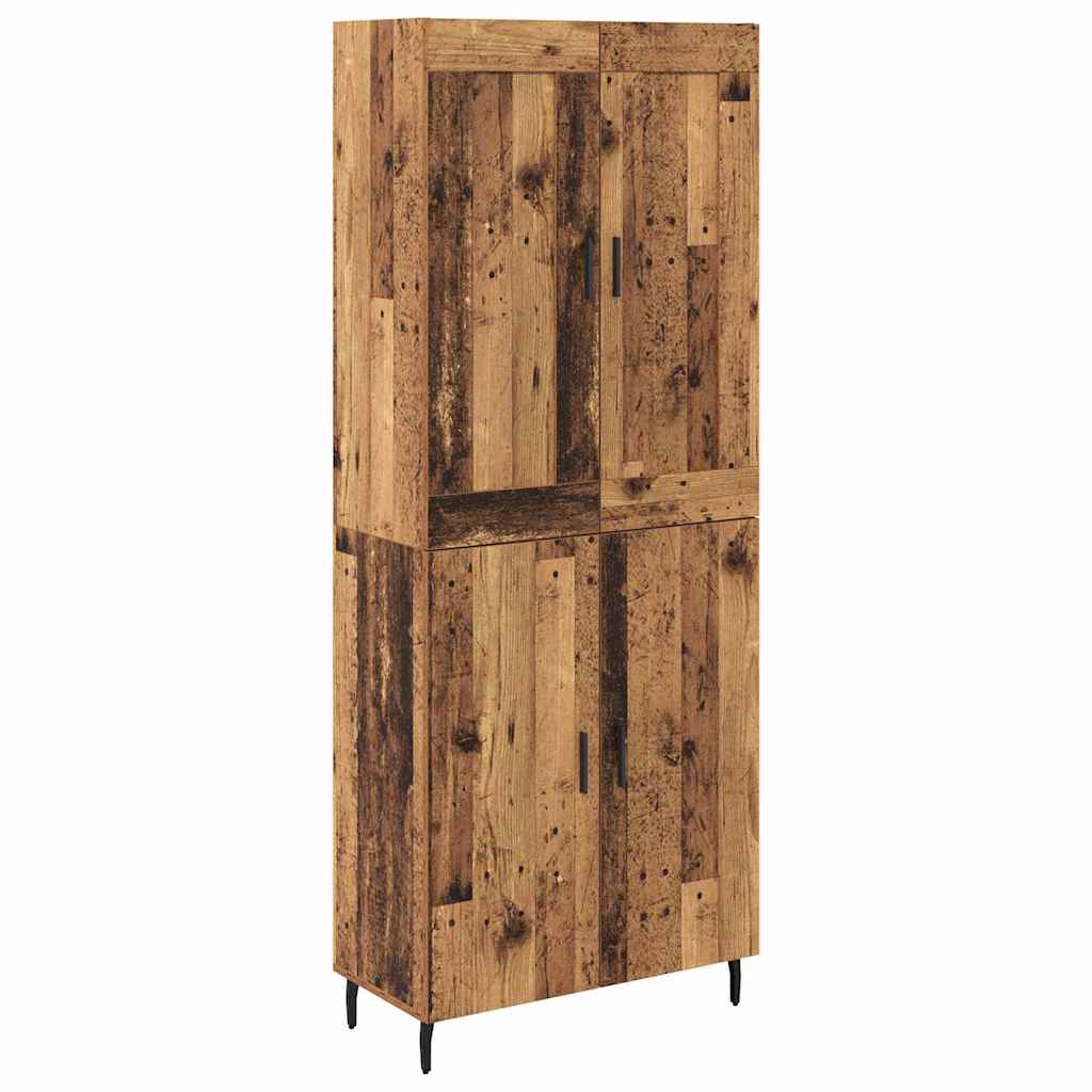 vidaXL Highboard 2 pcs Παλιό Ξύλο Σύνθετο Ξύλο και Γυαλί