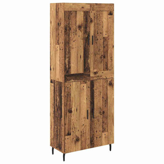 vidaXL Highboard 2 pcs Παλιό Ξύλο Σύνθετο Ξύλο και Γυαλί