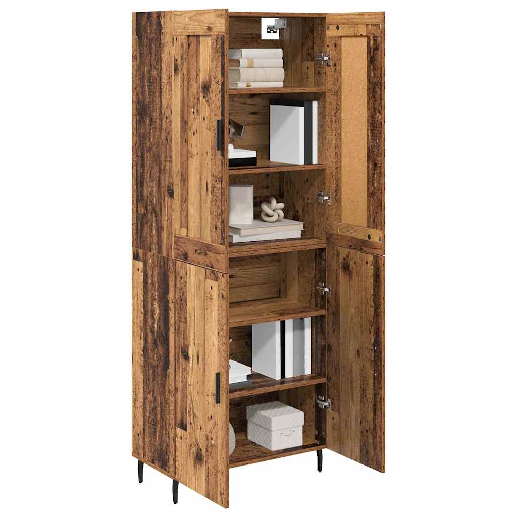 vidaXL Highboard 2 pcs Παλιό Ξύλο Σύνθετο Ξύλο και Γυαλί
