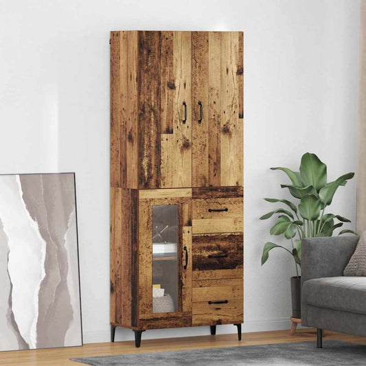 Highboard Επιτοίχιο Παλιό Ξύλο 69,5 x 34 x 180 εκ. Επεξεργασμένο ξύλο