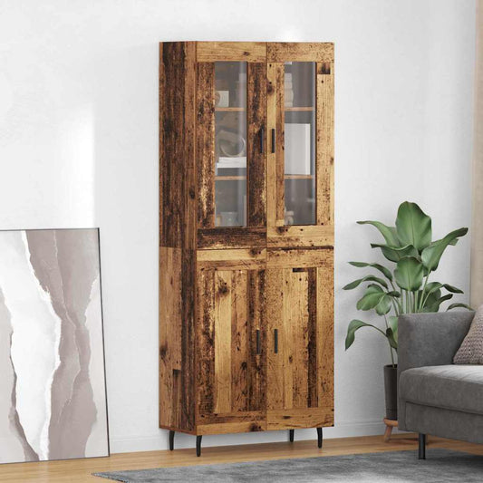 vidaXL Highboard 2 τμχ. Παλιό Ξύλο 69,5 x 34 x 180 εκ.
