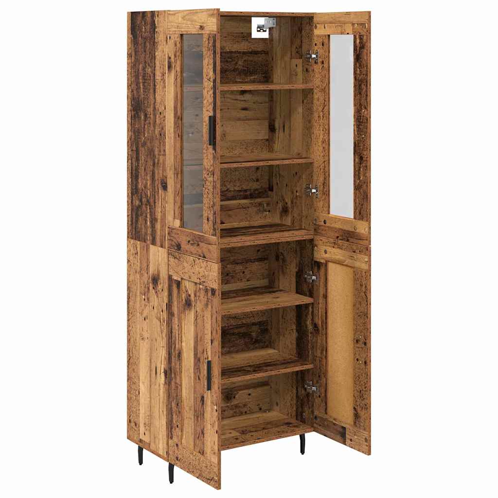 vidaXL Highboard 2 pcs Παλιό Ξύλο Σύνθετο Ξύλο και Γυαλί