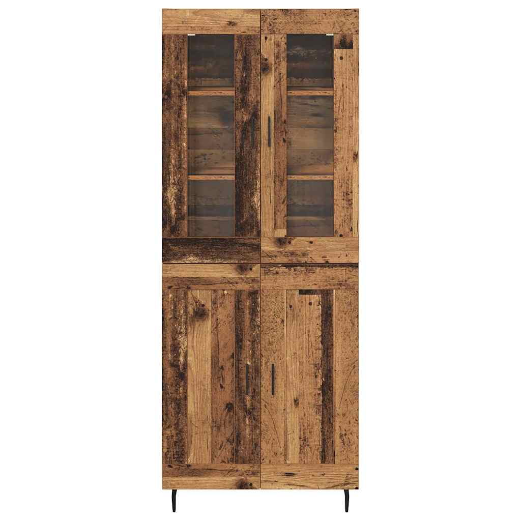 vidaXL Highboard 2 pcs Παλιό Ξύλο Σύνθετο Ξύλο και Γυαλί