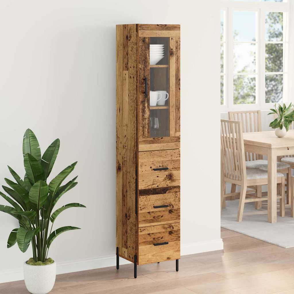 vidaXL Highboard Παλιό Ξύλο 34,5 x 34 x 180 εκ. Επεξεργασμένο ξύλο