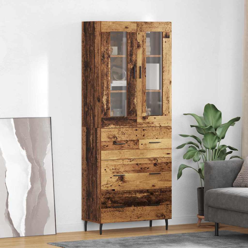 vidaXL Highboard με συρτάρι 2 pcs Παλιό Ξύλο Επεξεργασμένο ξύλο