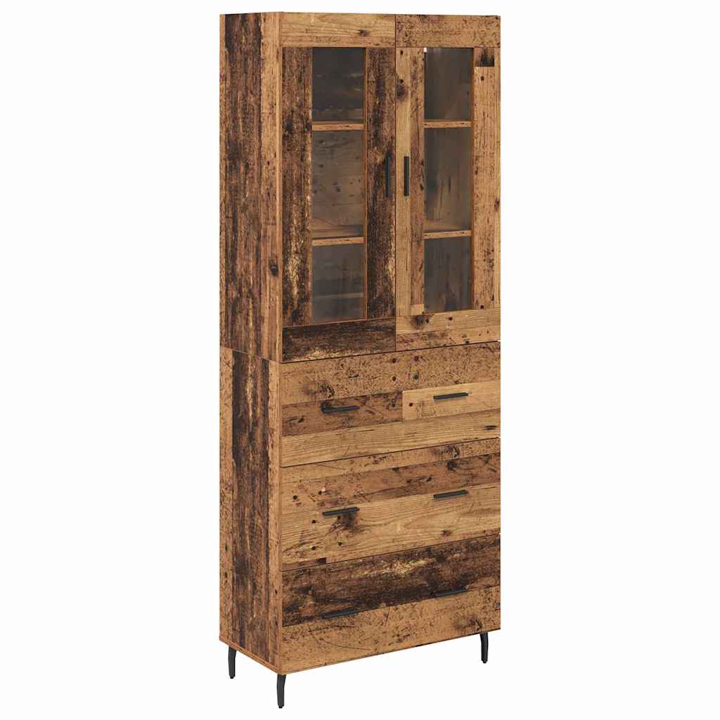 vidaXL Highboard με συρτάρι 2 pcs Παλιό Ξύλο Επεξεργασμένο ξύλο