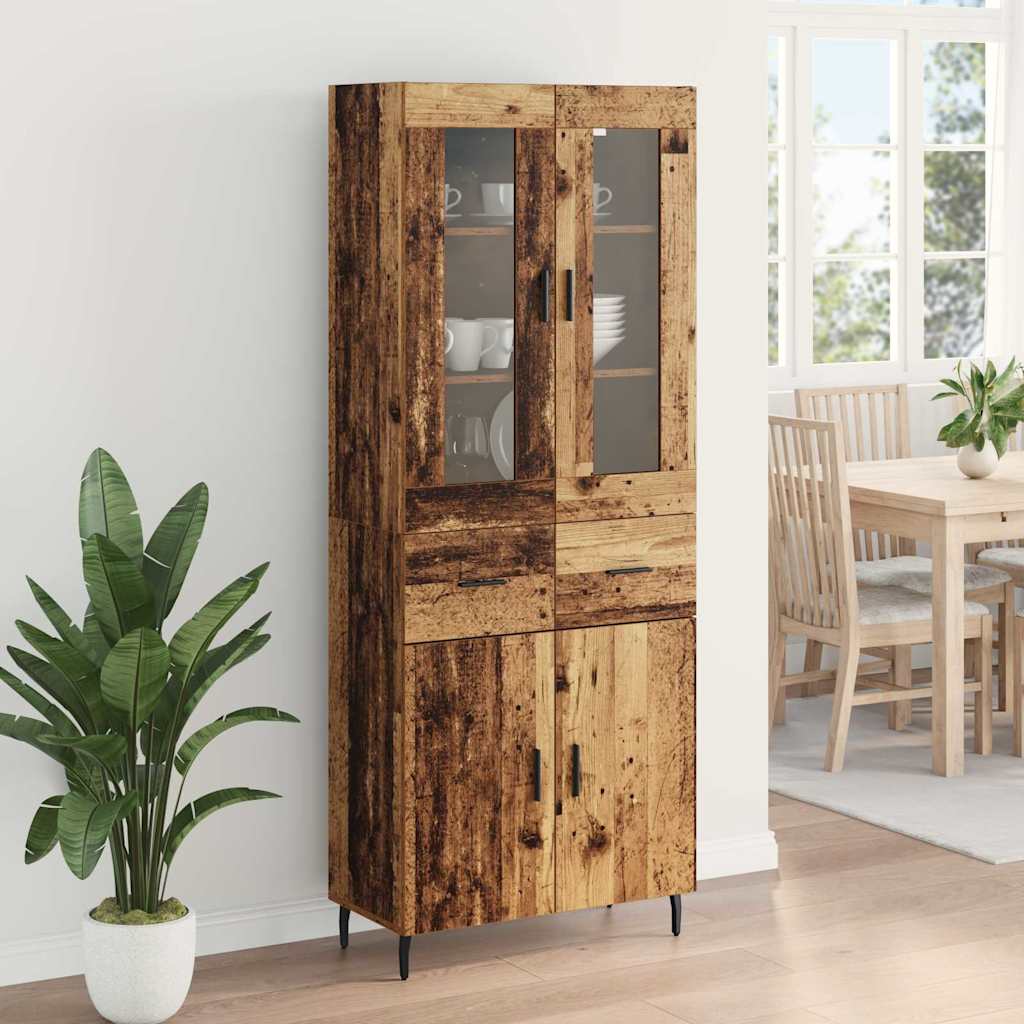 vidaXL Highboard με συρτάρι 2 pcs Παλιό Ξύλο Επεξεργασμένο ξύλο