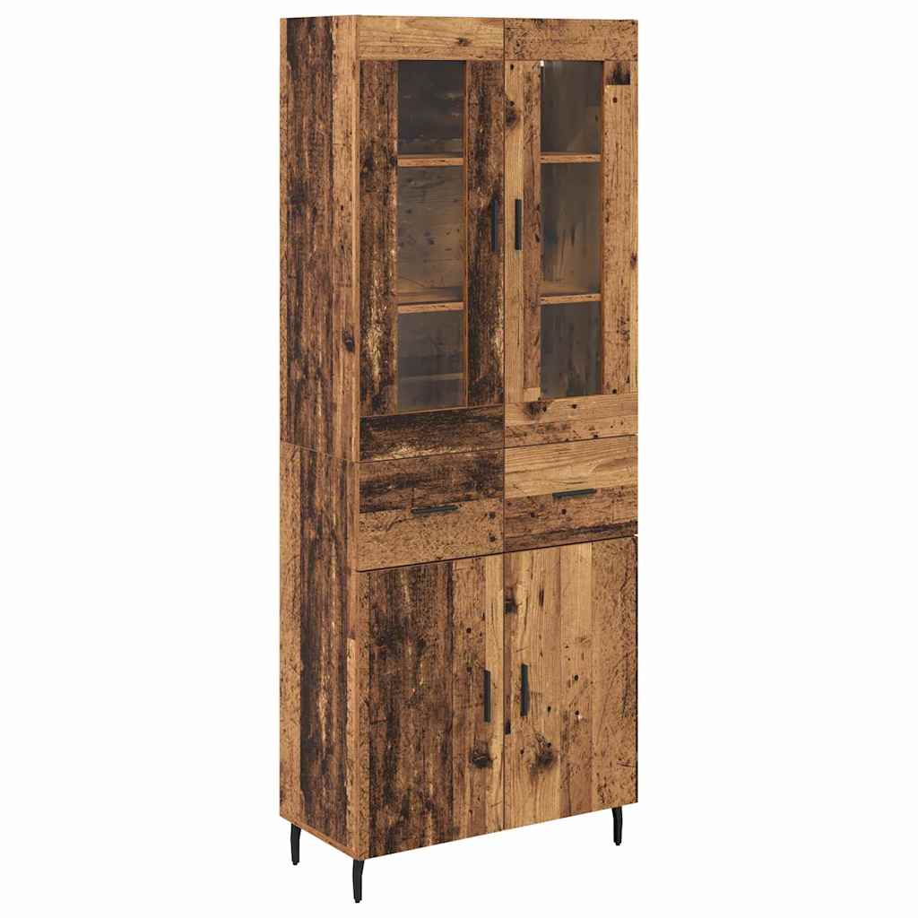 vidaXL Highboard με συρτάρι 2 pcs Παλιό Ξύλο Επεξεργασμένο ξύλο