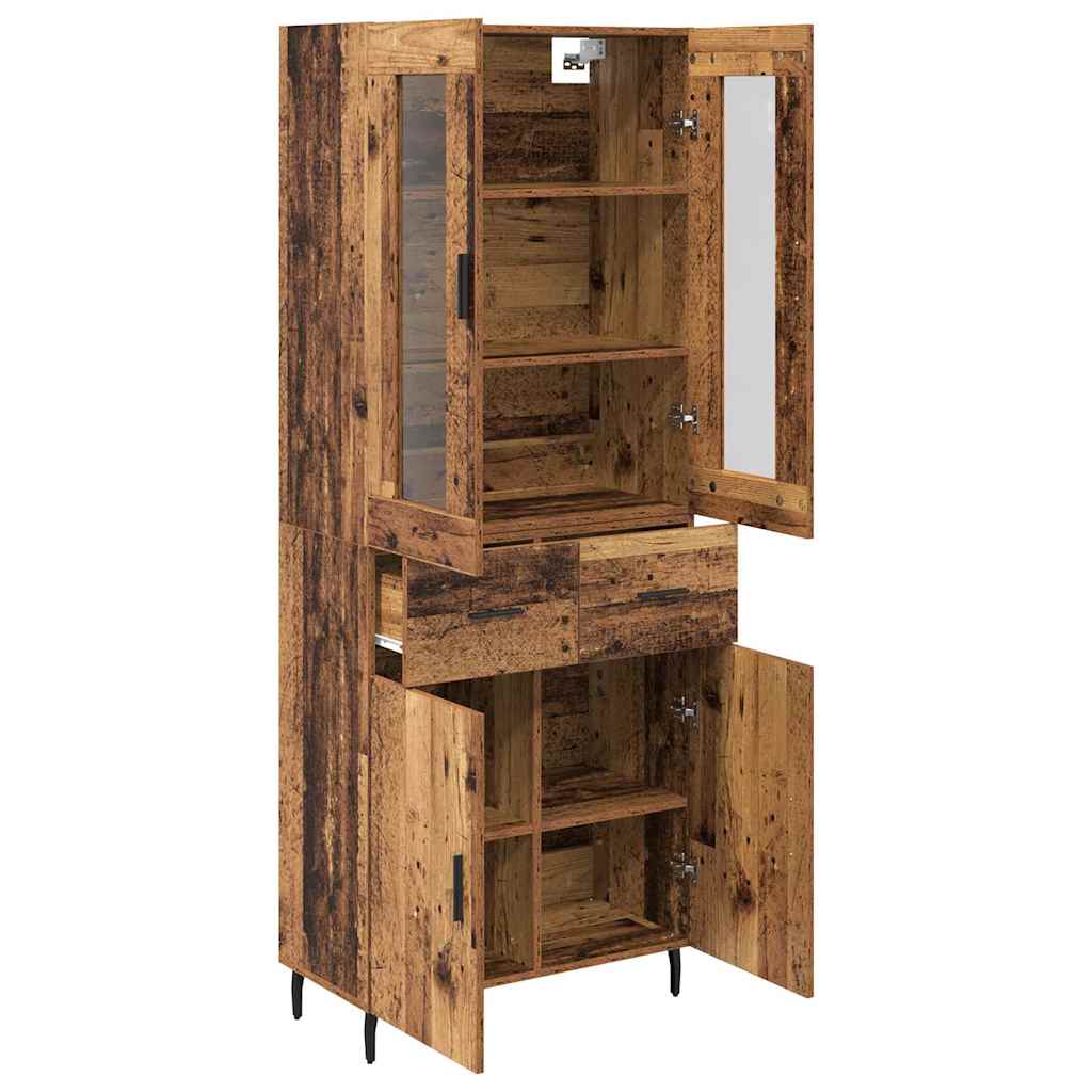 vidaXL Highboard με συρτάρι 2 pcs Παλιό Ξύλο Επεξεργασμένο ξύλο