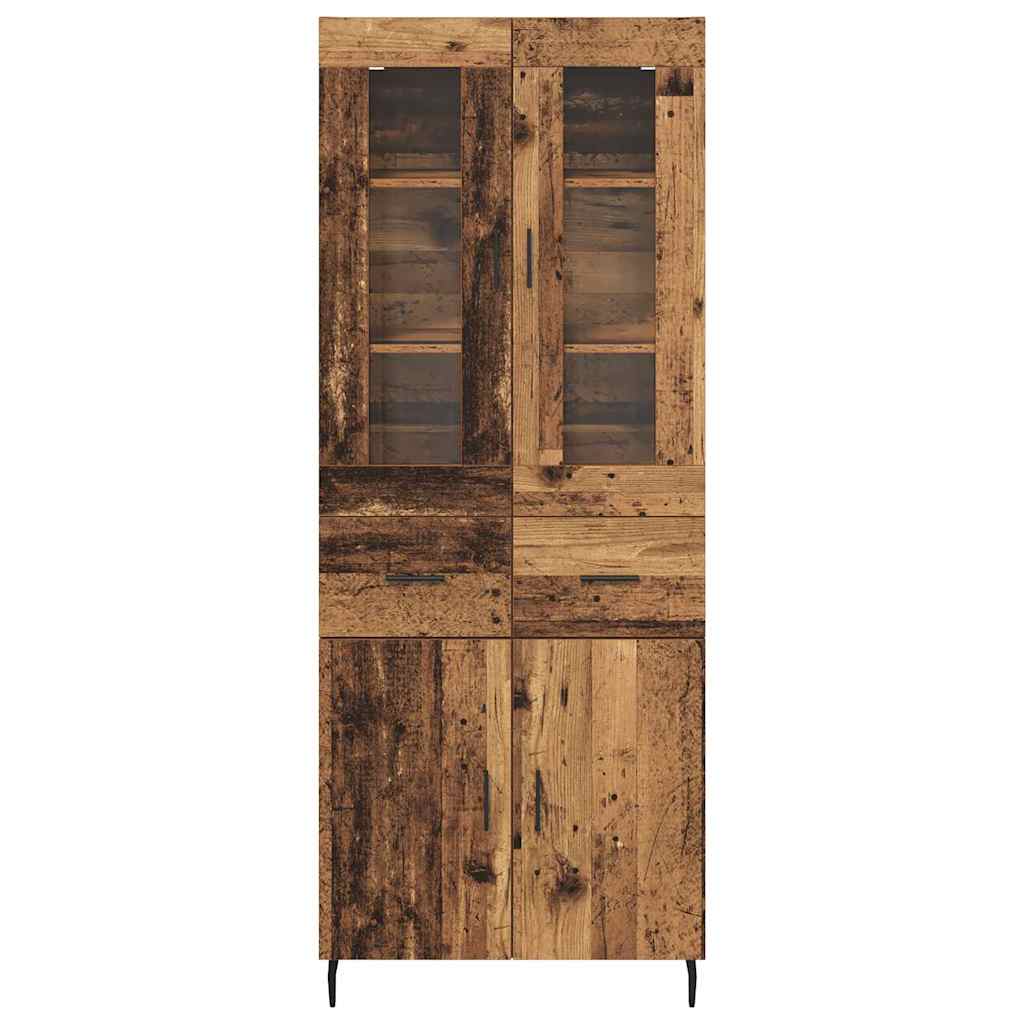 vidaXL Highboard με συρτάρι 2 pcs Παλιό Ξύλο Επεξεργασμένο ξύλο