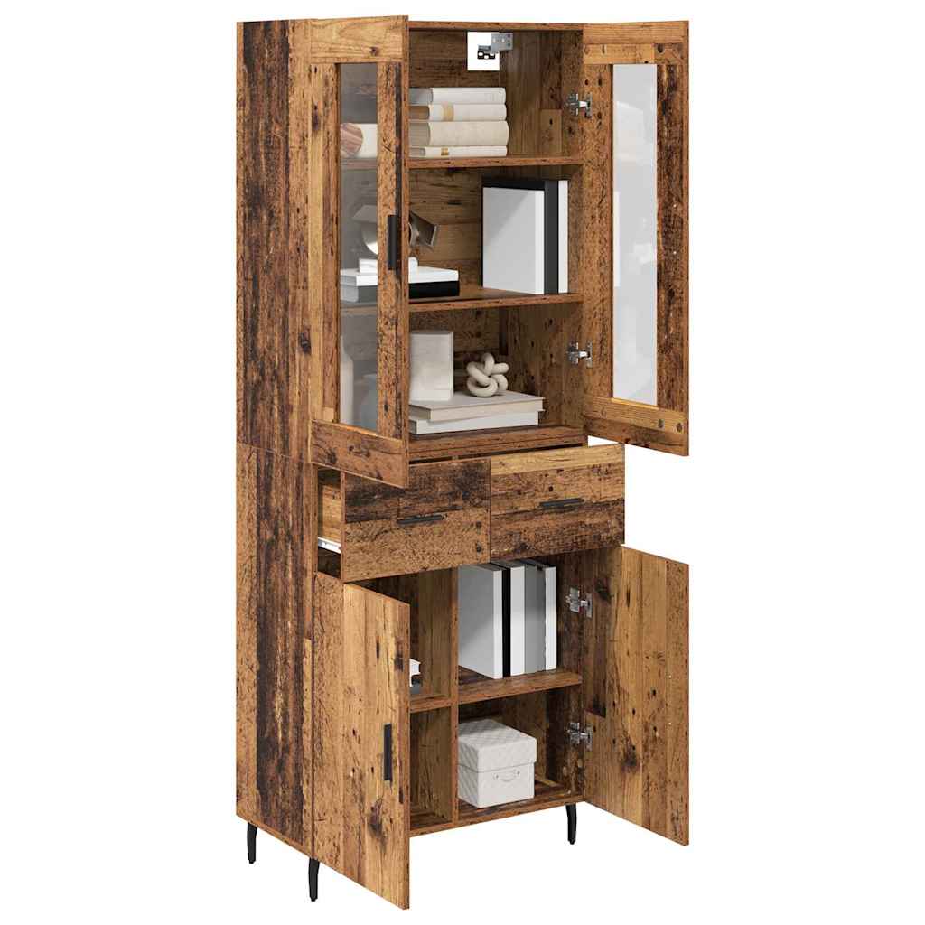 vidaXL Highboard με συρτάρι 2 pcs Παλιό Ξύλο Επεξεργασμένο ξύλο