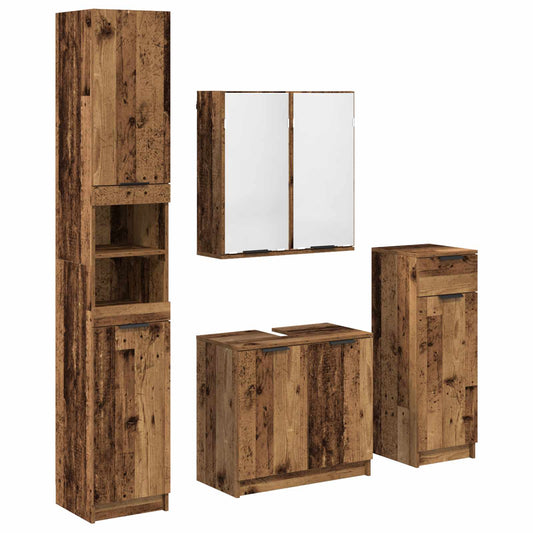 vidaXL Σετ Επίπλων Μπάνιου 4 τμχ. Παλιό ξύλο 64,5 x 33,5 x 59 εκ.