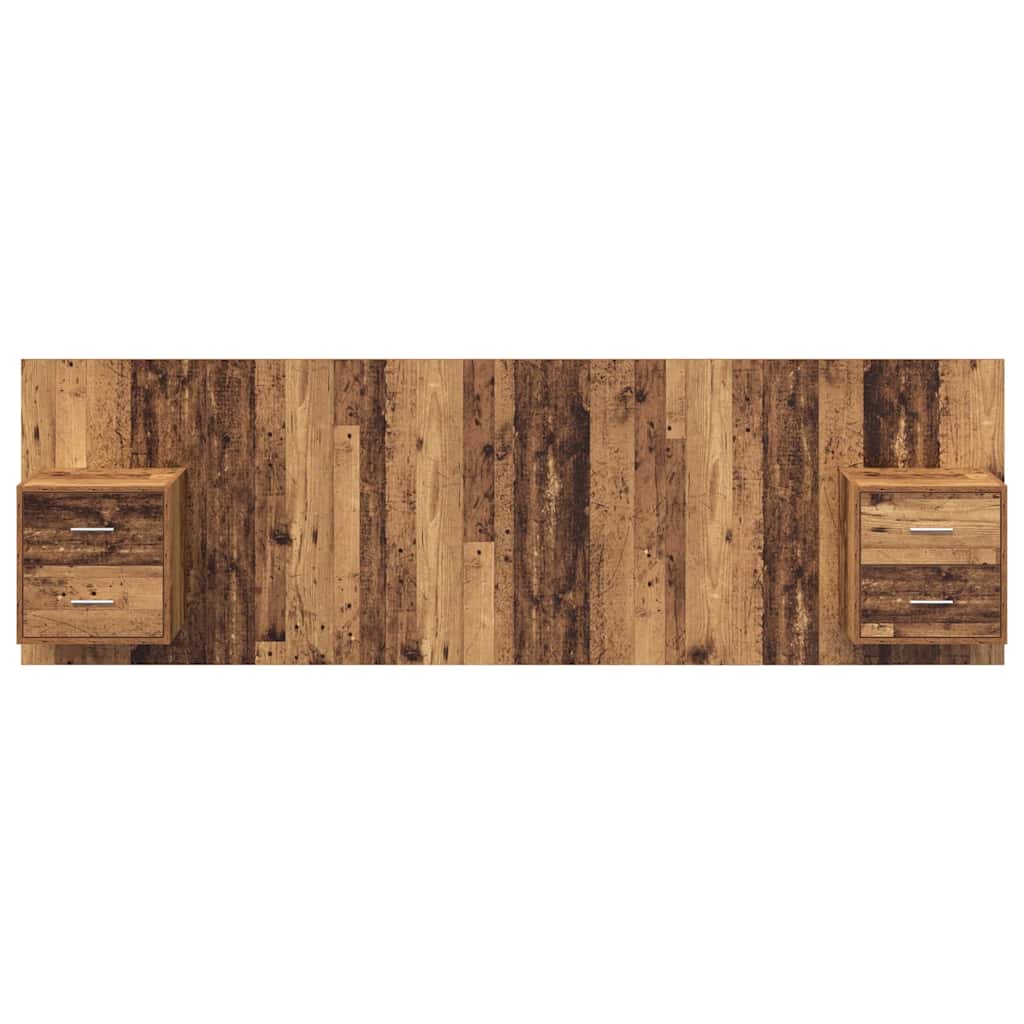 vidaXL Κεφαλή κρεβατιού με κομοδίνο με συρτάρι 3 pcs Παλιό Ξύλο