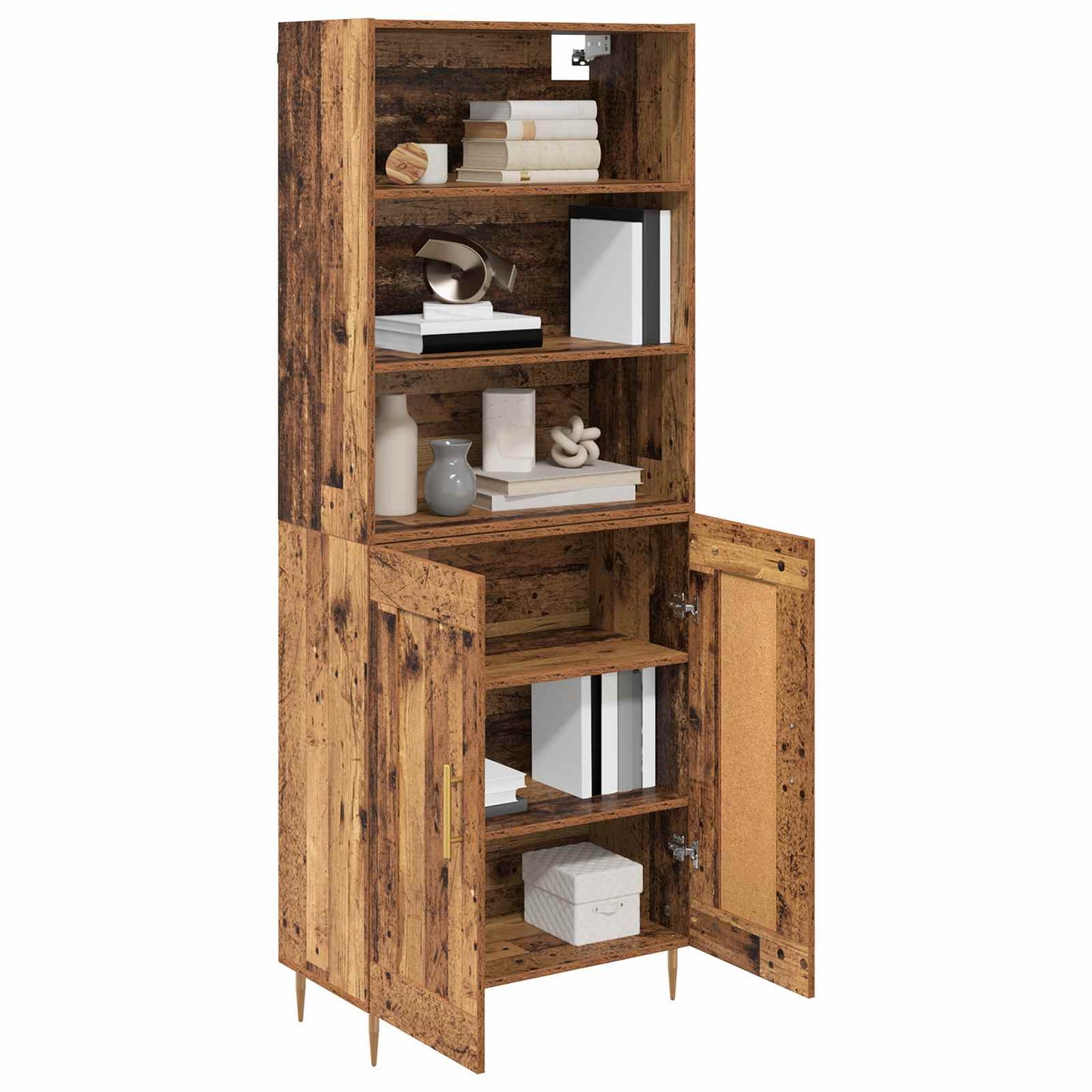 vidaXL Highboard Παλιό ξύλο 69,5 x 34 x 180 εκ. Επεξεργασμένο ξύλο