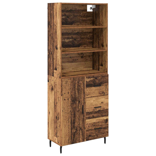 vidaXL Highboard με συρτάρι 2 pcs Παλιό Ξύλο Επεξεργασμένο ξύλο