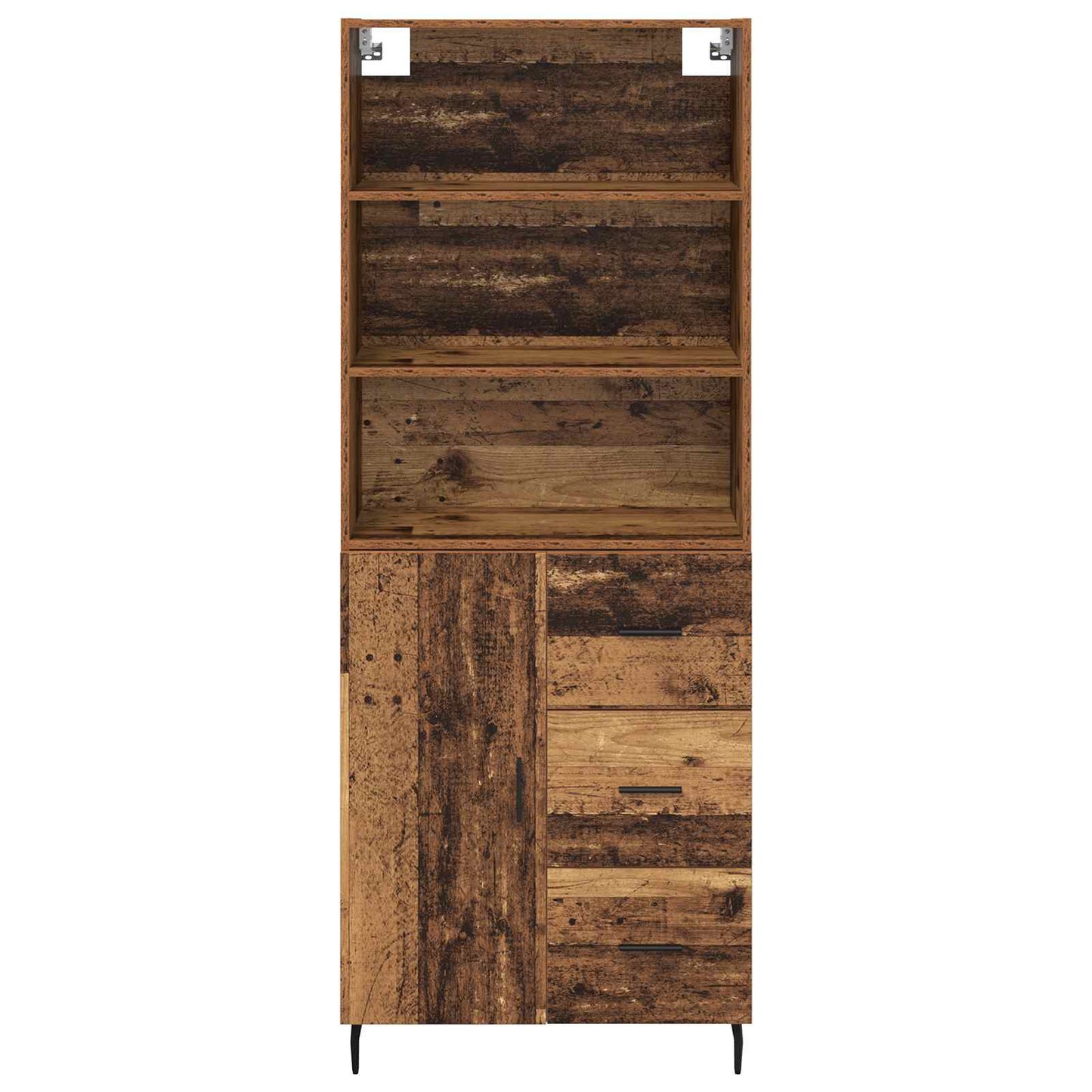 vidaXL Highboard με συρτάρι 2 pcs Παλιό Ξύλο Σύνθετο Ξύλο και Γυαλί