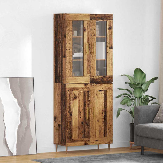vidaXL Highboard 2 τμχ. Παλιό ξύλο 69,5 x 34 x 180 εκ.