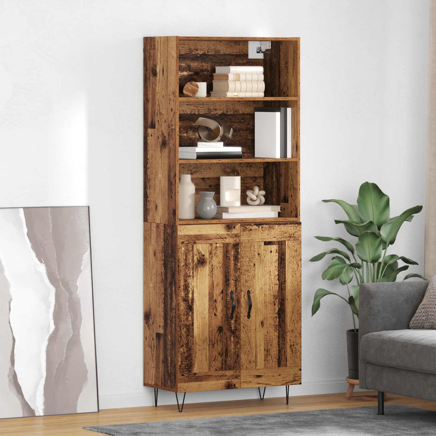 vidaXL Highboard 2 pcs Παλιό ξύλο Επεξεργασμένο ξύλο