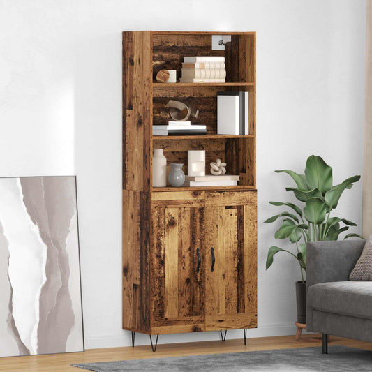 vidaXL Highboard 2 pcs Παλιό ξύλο Επεξεργασμένο ξύλο