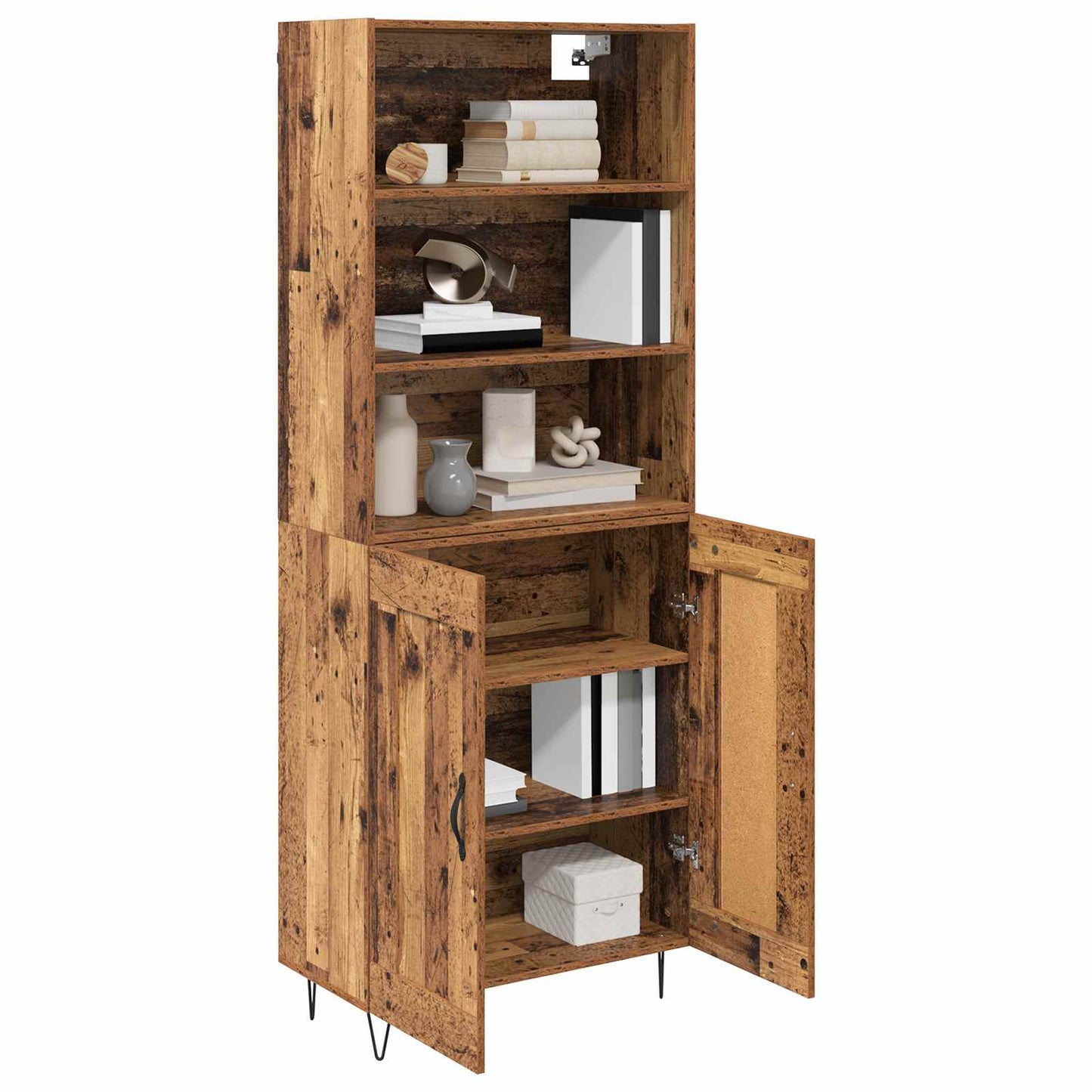 vidaXL Highboard 2 pcs Παλιό ξύλο Επεξεργασμένο ξύλο