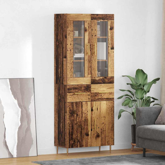 vidaXL Highboard με συρτάρι 2 pcs Παλιό ξύλο Επεξεργασμένο ξύλο