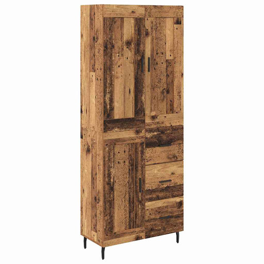 vidaXL Highboard με συρτάρι 2 pcs Παλιό Ξύλο Σύνθετο Ξύλο και Γυαλί