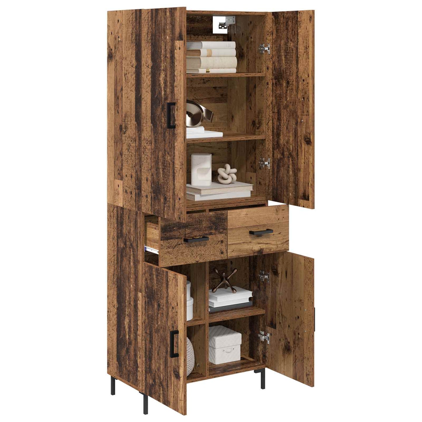 vidaXL Highboard Παλιό Ξύλο 69,5 x 34 x 180 εκ. Επεξεργασμένο ξύλο